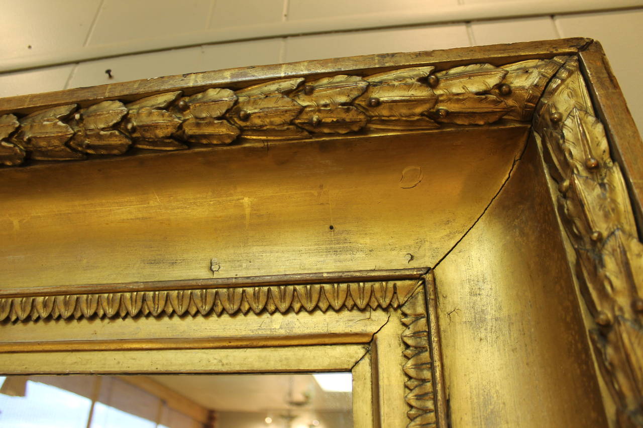 Large and Heavy Deep-Carved 19th Century Gilt Mirror For Sale 1