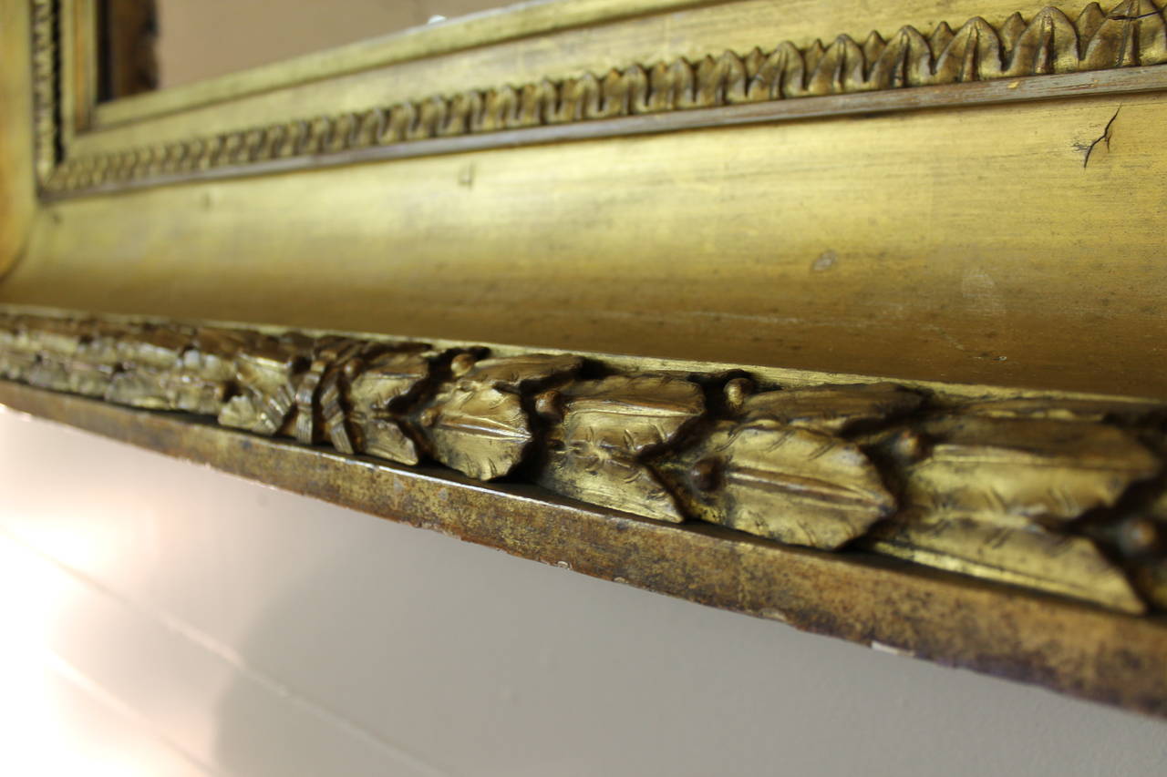 Large and Heavy Deep-Carved 19th Century Gilt Mirror For Sale 5