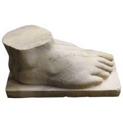 Italian Carerra Marble Carved Foot Sculpture