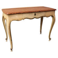 1920 Painted Italian Desk with Fabulous Orange Onyx Top