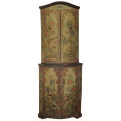 19thc Hand Painted Italian Corner Cabinet