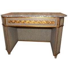 Fabulous Mid-Century Italian Desk or Vanity with Limestone Top