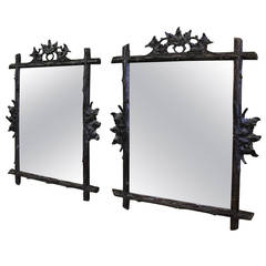 Pair of 19th Century Black Forest Mirrors