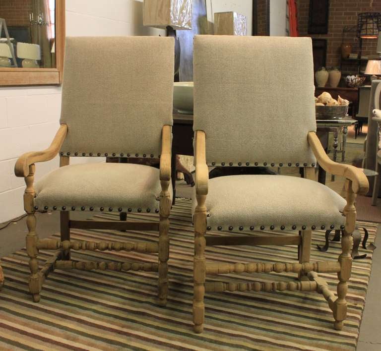 Pair Bleached Belgian Throne Chairs