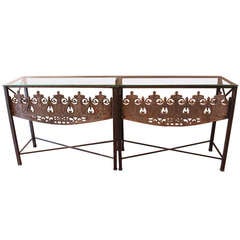Pair of Iron 19thc Architectural Pieces as Console Tables