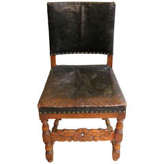19th Century Spanish Wood Carved Side or Desk Chair