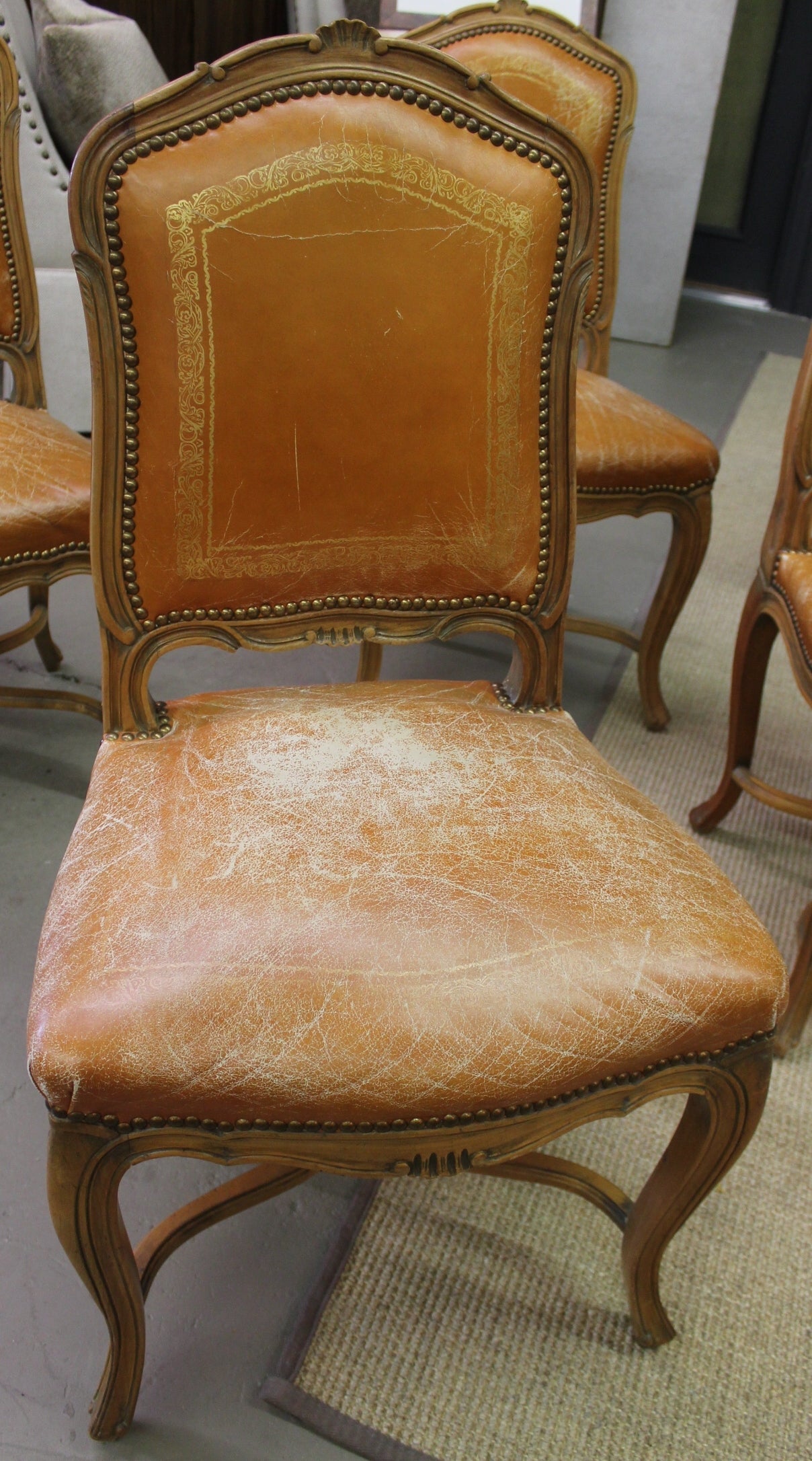 19th Century French Leather Side/Dining Chairs For Sale 1