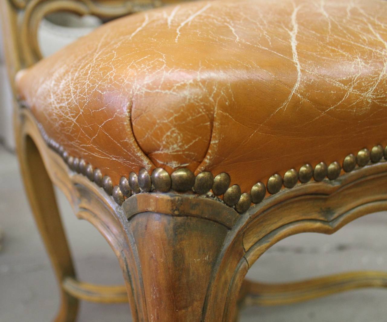 19th Century French Leather Side/Dining Chairs For Sale 4