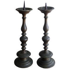 Pair 16h C French Bronze Candlesticks
