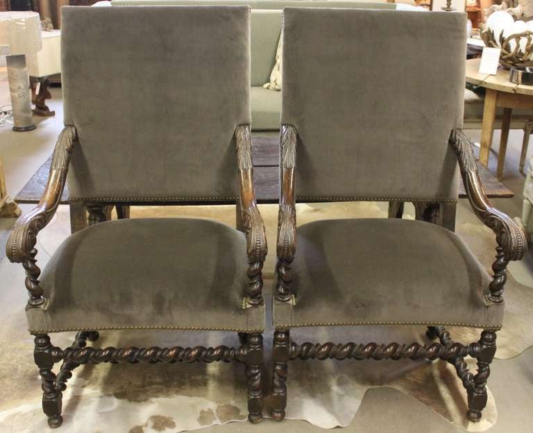 Elegant Pair of Carved Throne Chairs