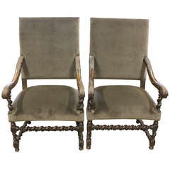Elegant Pair of Carved Throne Chairs