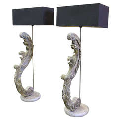Pair of Carved French Architectural Fragments as Lamps