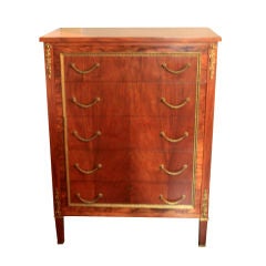 French Tall Chest of Drawers with Bronze Hardware and Ormolu