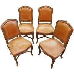 Antique 19th Century French Leather Side/Dining Chairs