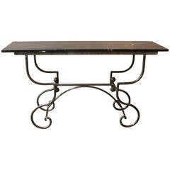 Retro French Steel and Brass Pastry Console Table