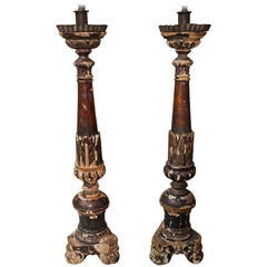 18thc Italian alter sticks as Lamps