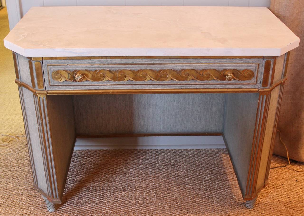 Fabulous Mid-Century Italian Desk or Vanity with Limestone Top