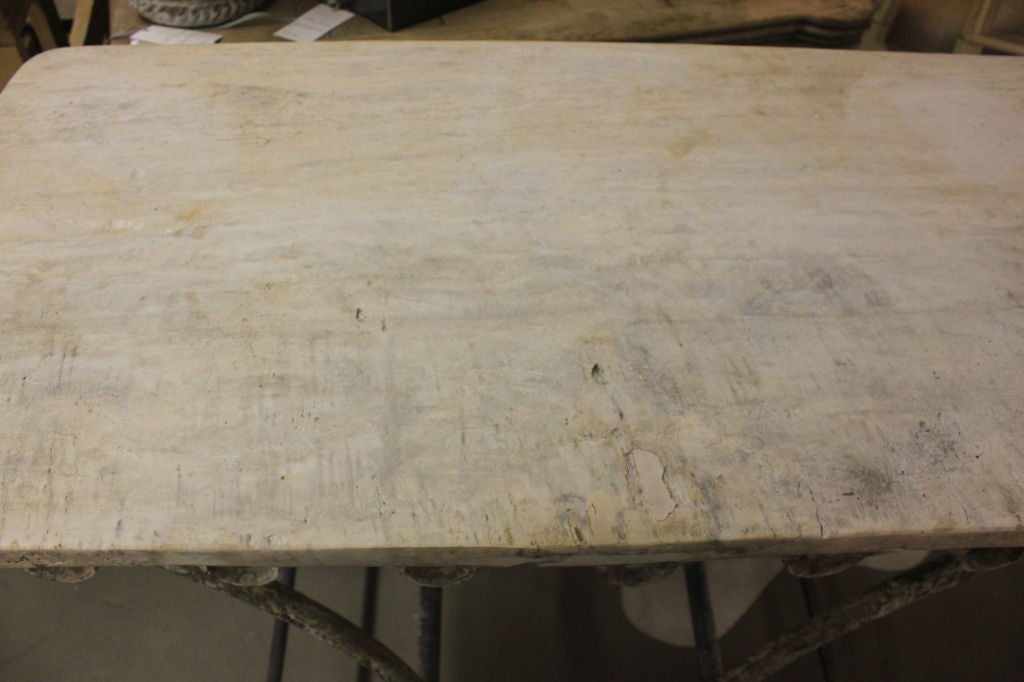 French Style Iron Pastry Table with Limestone Top