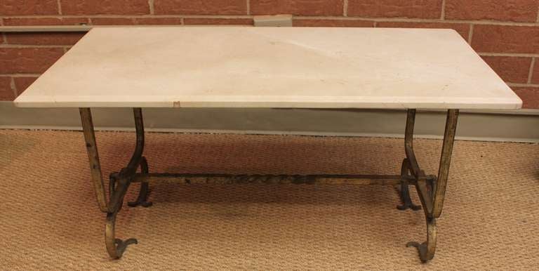 19thc Spanish Iron Gilt Cocktail/Coffee Table With Stone Top