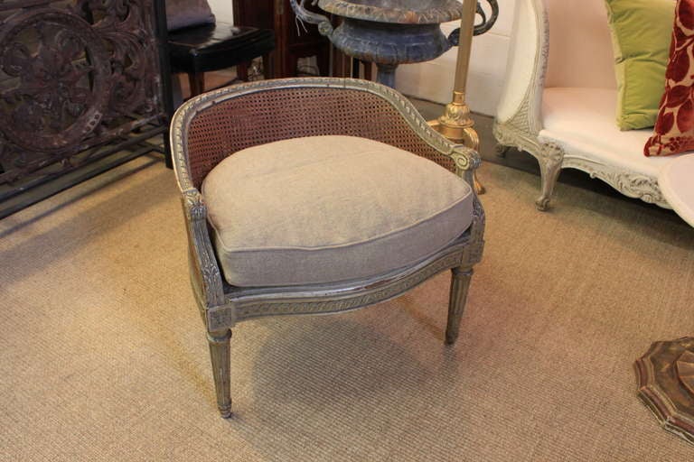 Beautifully Patinated, Double Caned in Tight Condition.  New Down/Feather Cushion in Heavy Belgian Linen.  So Pretty.
