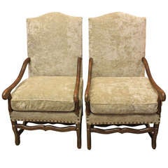Pair French Os de Mouton Arm Chairs