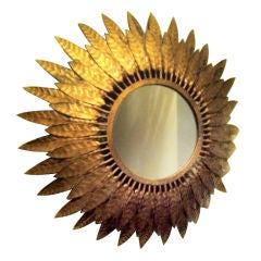 1920's-1940's French Gilded Metal Sunburst Mirror