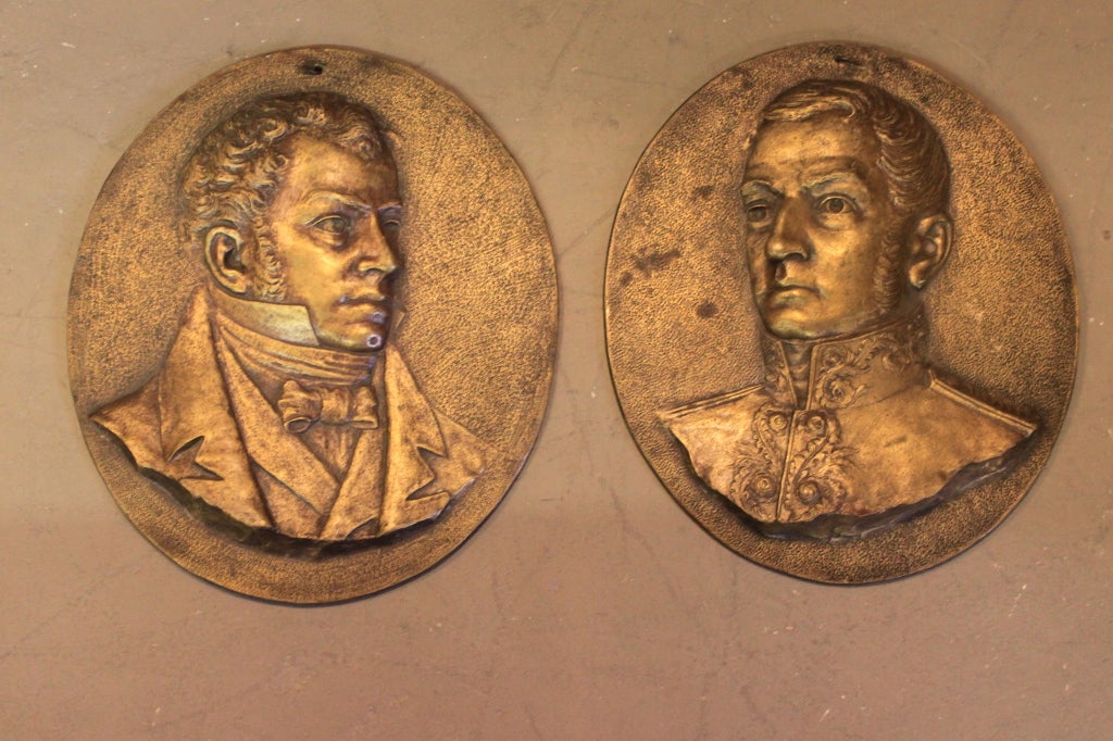 Pair of 19th C Belgian or French Bronze Plaques
