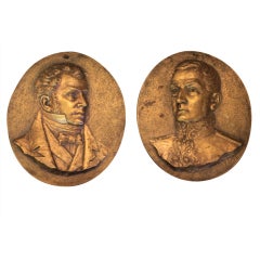 Pair of 19th C Belgian or French Bronze Plaques