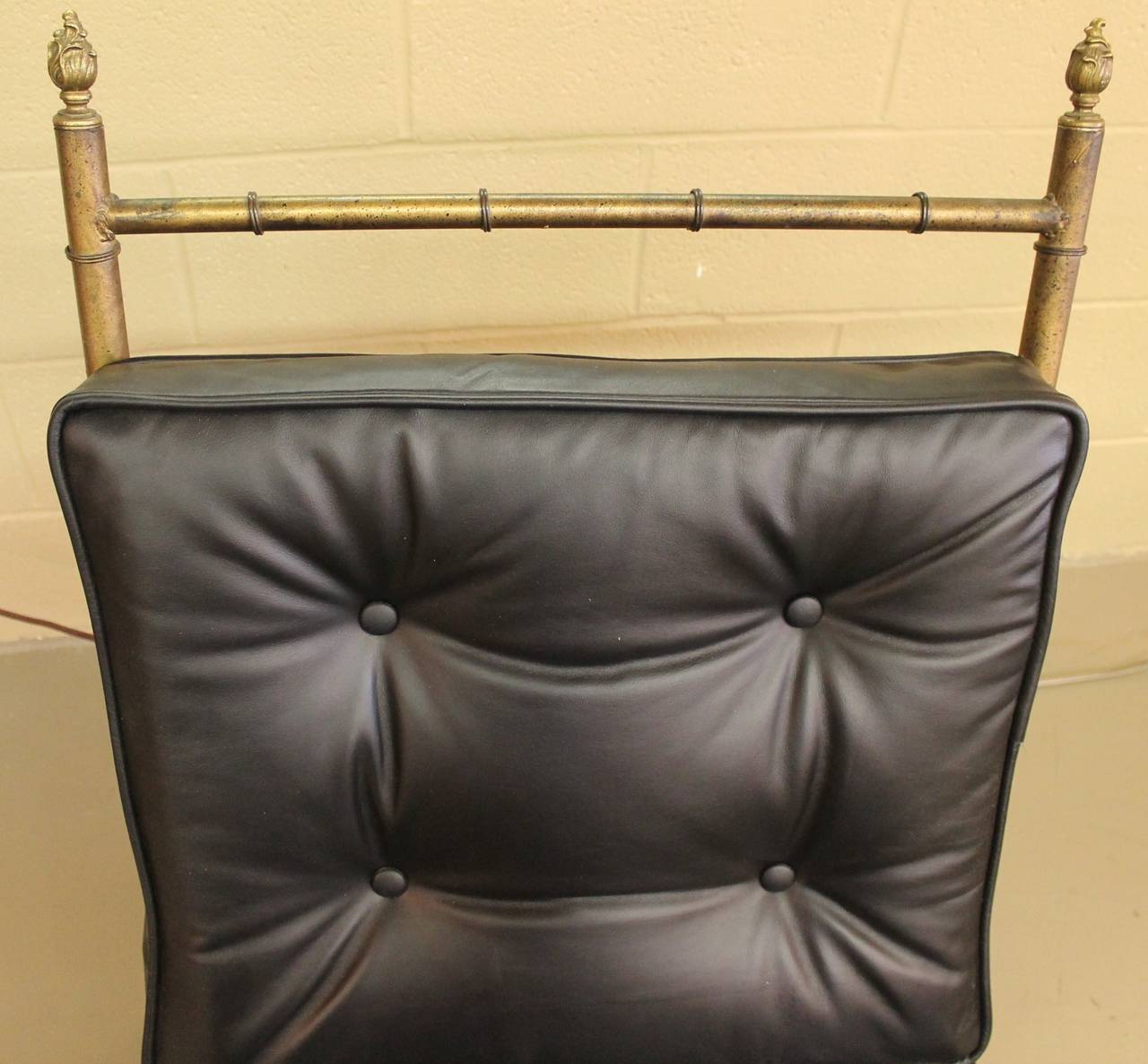 Stunning Italian Gilt Iron Faux Bamboo Chair and Ottoman at 1stDibs