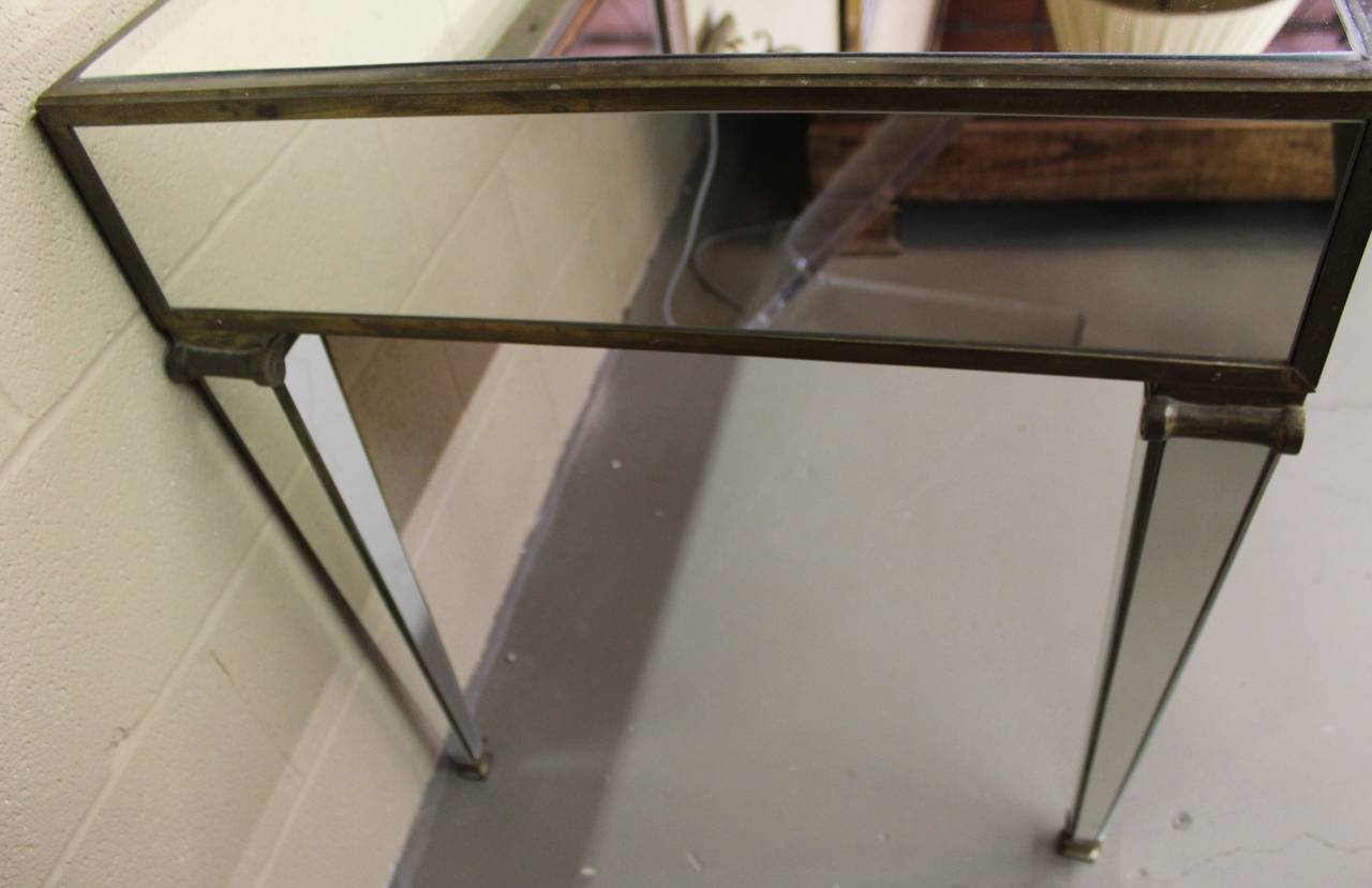 Fabulous 1940s Mirrored Desk with Brass or Bronze Fittings 2