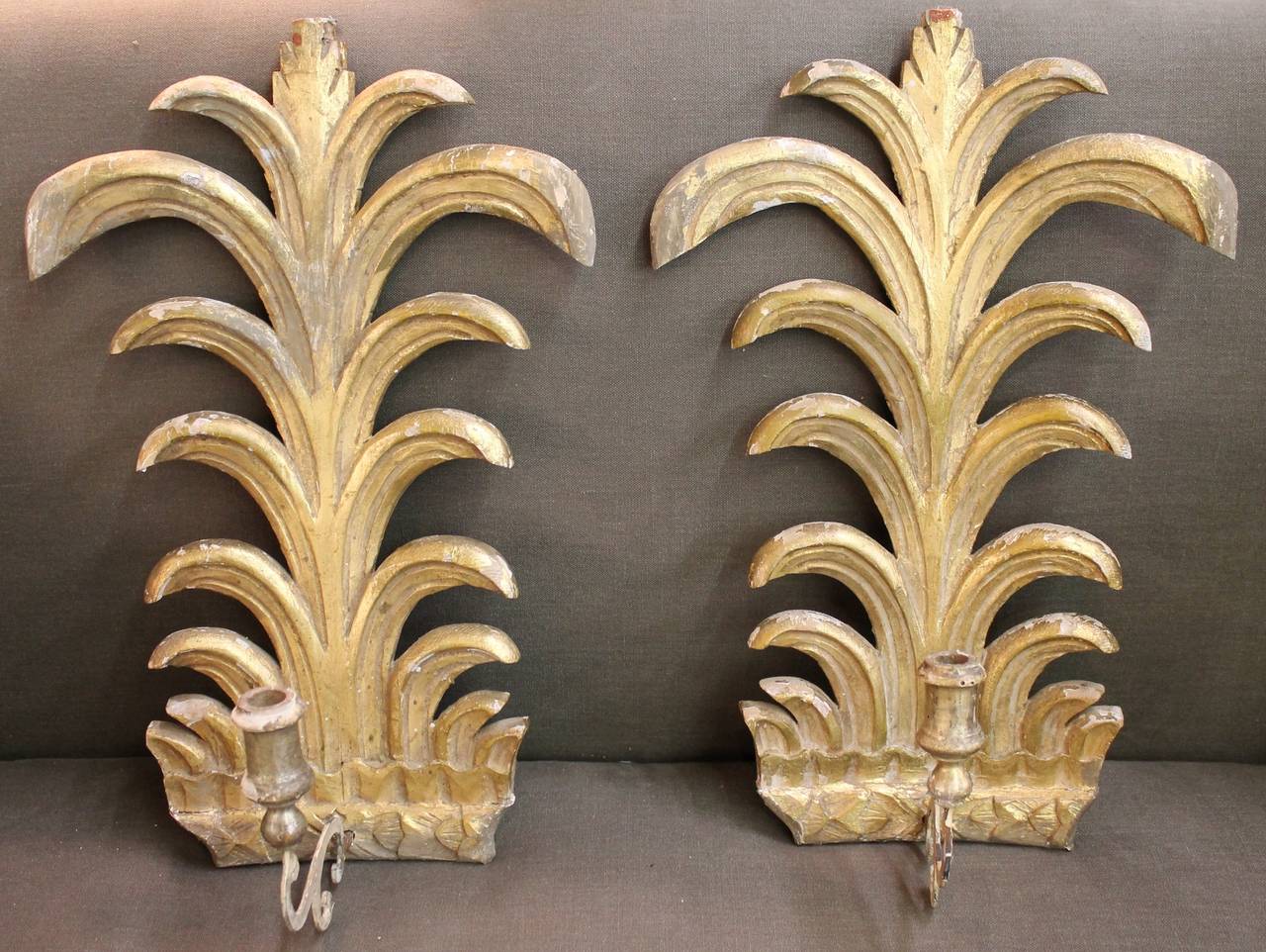 Pair of Carved 19thc Italian Large Candleholders