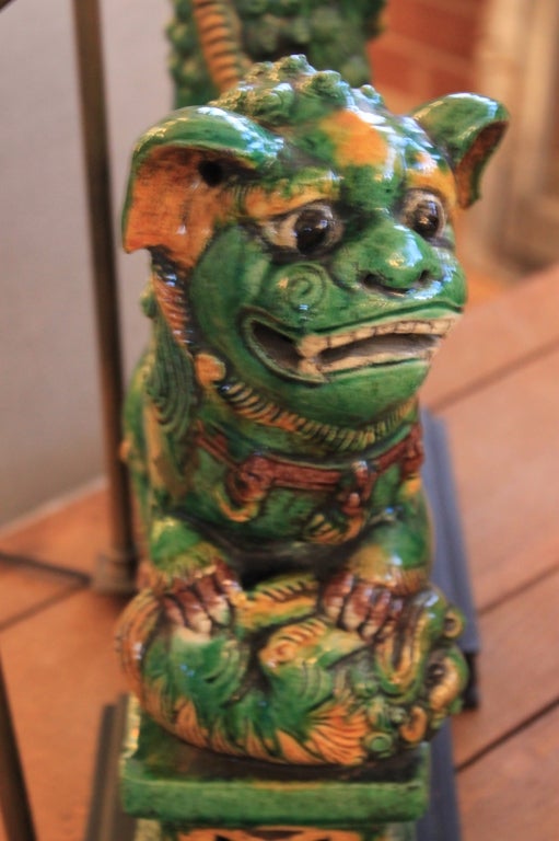 Ceramic 18th C Chinese Foo Dogs