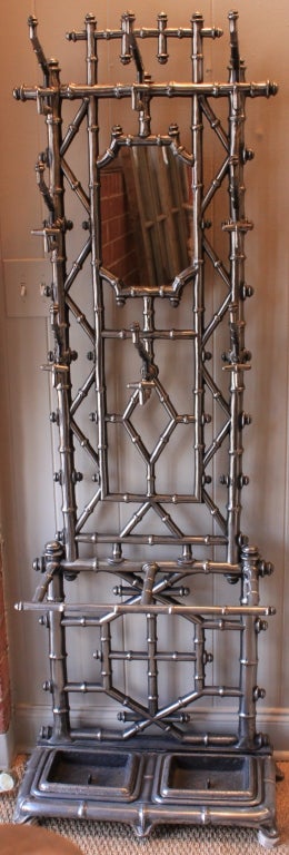 20th Century 1920's Faux Bamboo Cast Iron Hall Tree