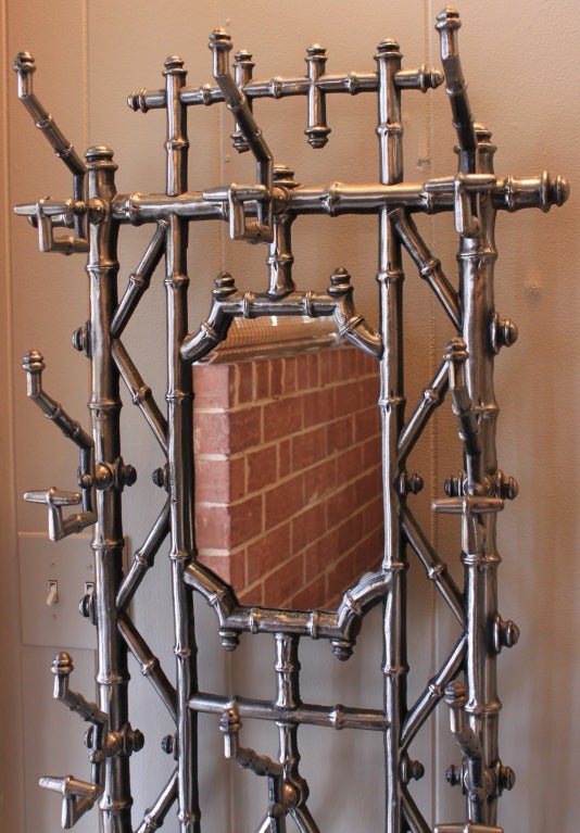 1920's Faux Bamboo Cast Iron Hall Tree 1