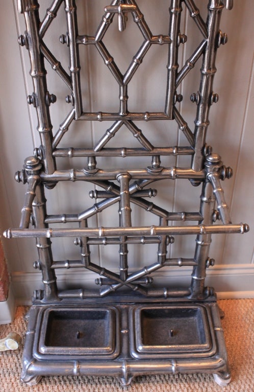 1920's Faux Bamboo Cast Iron Hall Tree 2