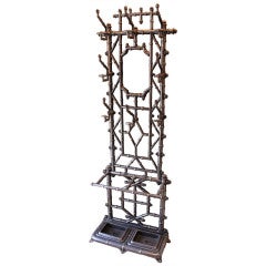 1920's Faux Bamboo Cast Iron Hall Tree