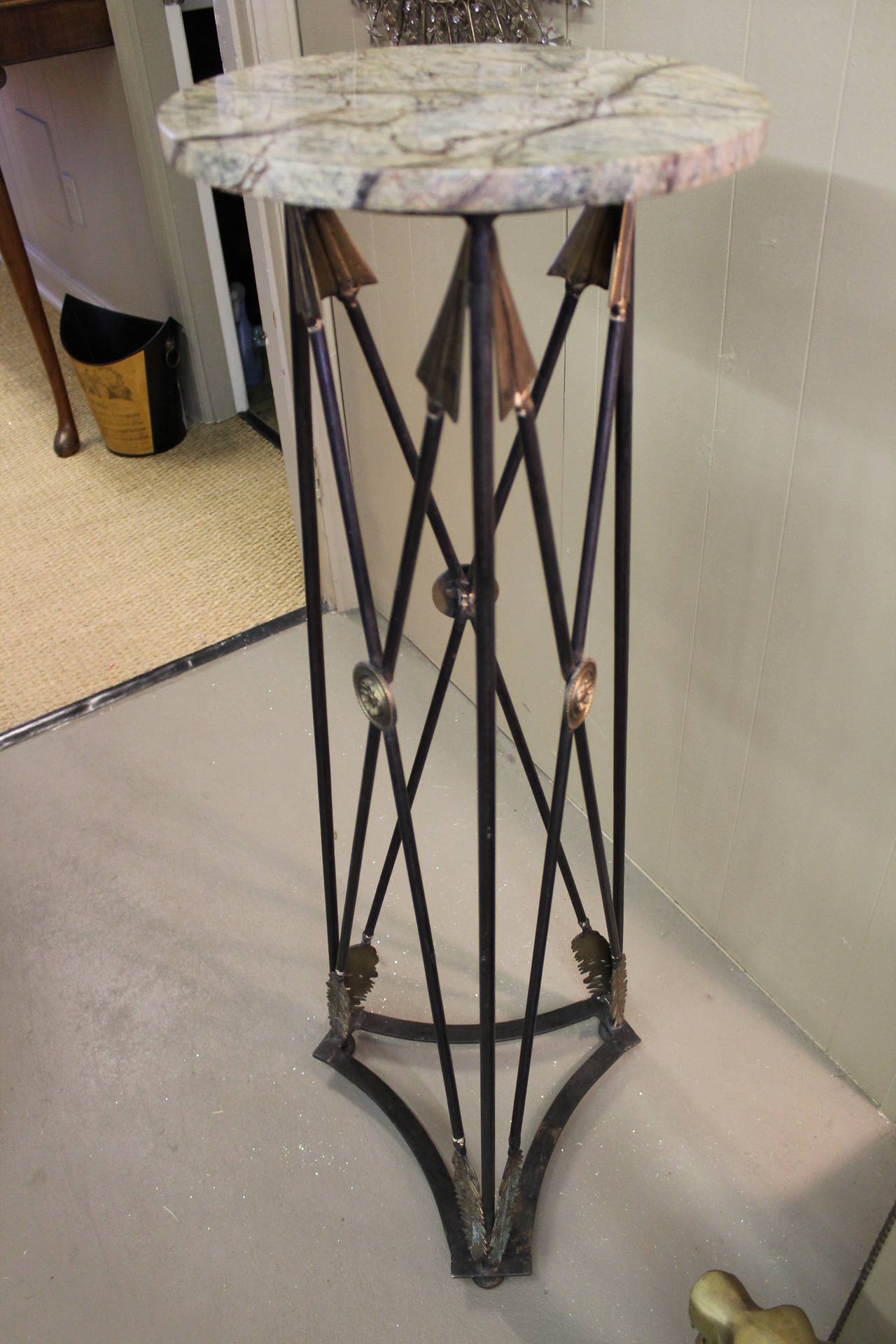 Marble Topped Regency Iron Pedestal