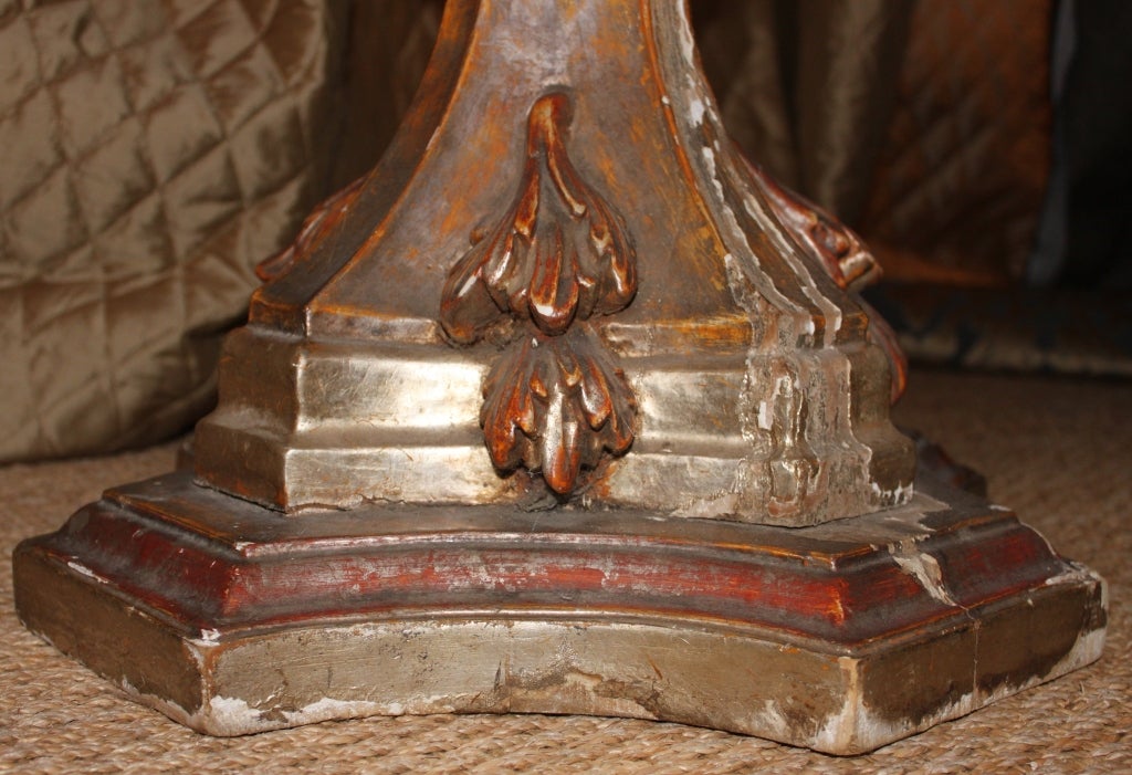 Wood 19th C French Carved Gilt Base with Limestone Top For Sale