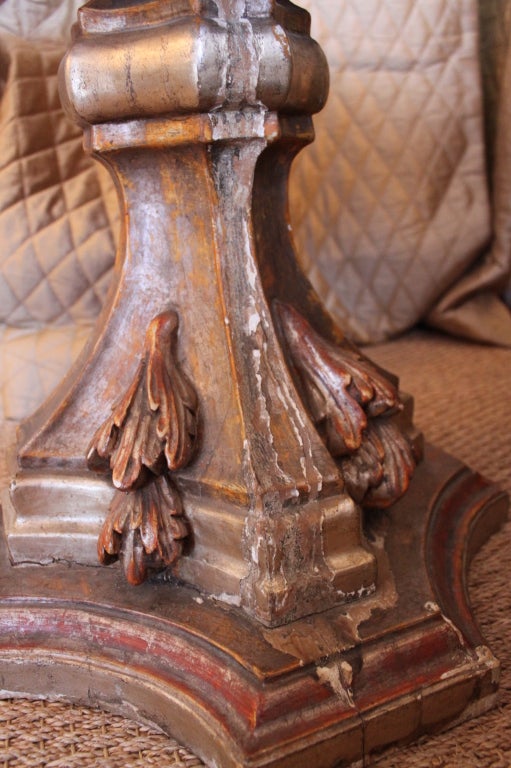 19th C French Carved Gilt Base with Limestone Top For Sale 1