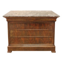 19th C Louis Phillipe Chest with Marble Top