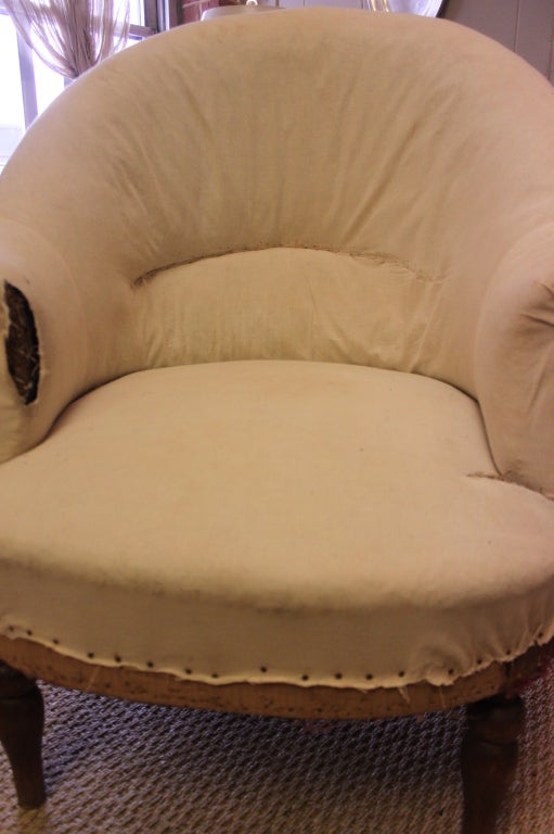 Pair of 19th C French Barrel Back Slipper Chairs