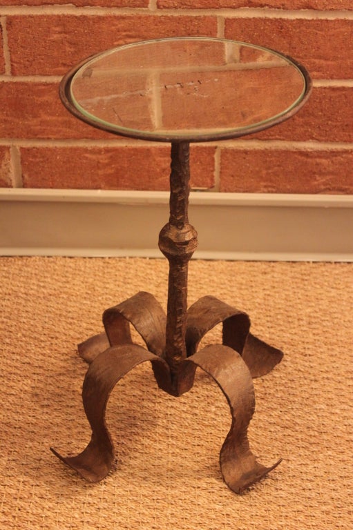 1940's Spanish Martini Table with Antiqued Mirror Top