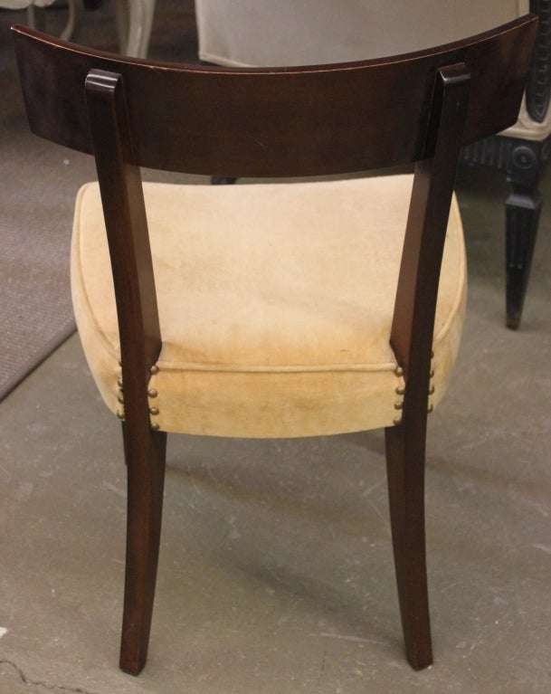 Mahogany Set of Six Greek Key Inlaid Klismos Dining Chairs