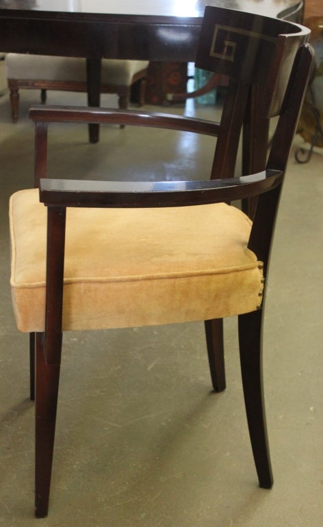 Set of Six Greek Key Inlaid Klismos Dining Chairs 3