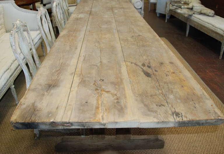 Large 18th Century Swedish Trestle Table 1