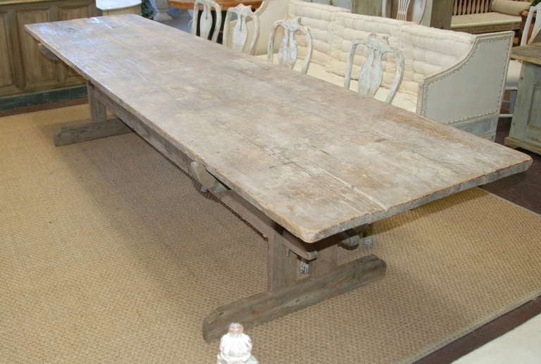 18th Century and Earlier Large 18th Century Swedish Trestle Table