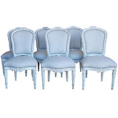 Set of Six 19th Century Painted French Chairs