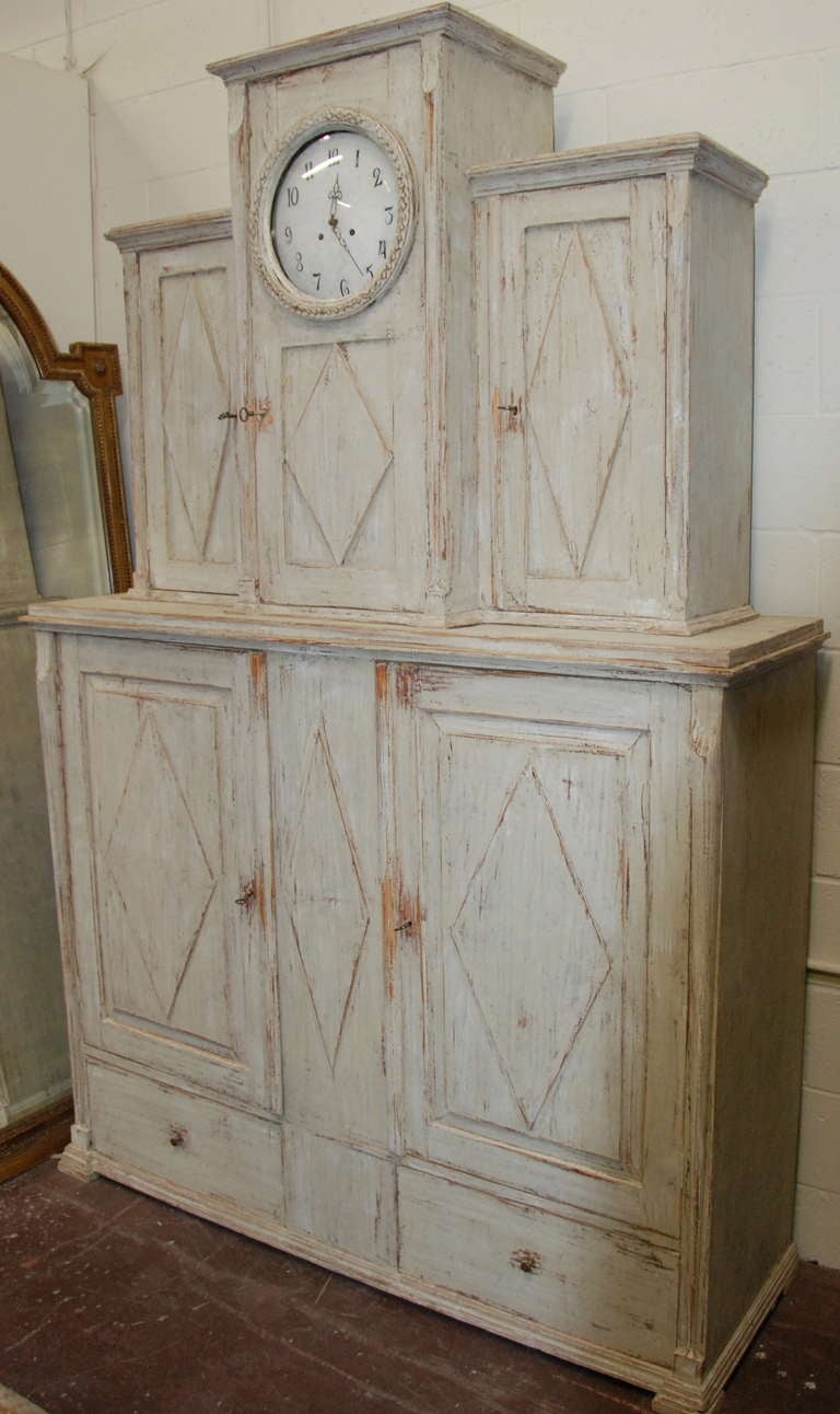 Early 19th c. Swedish Clock Cupboard In Good Condition In Encinitas, CA