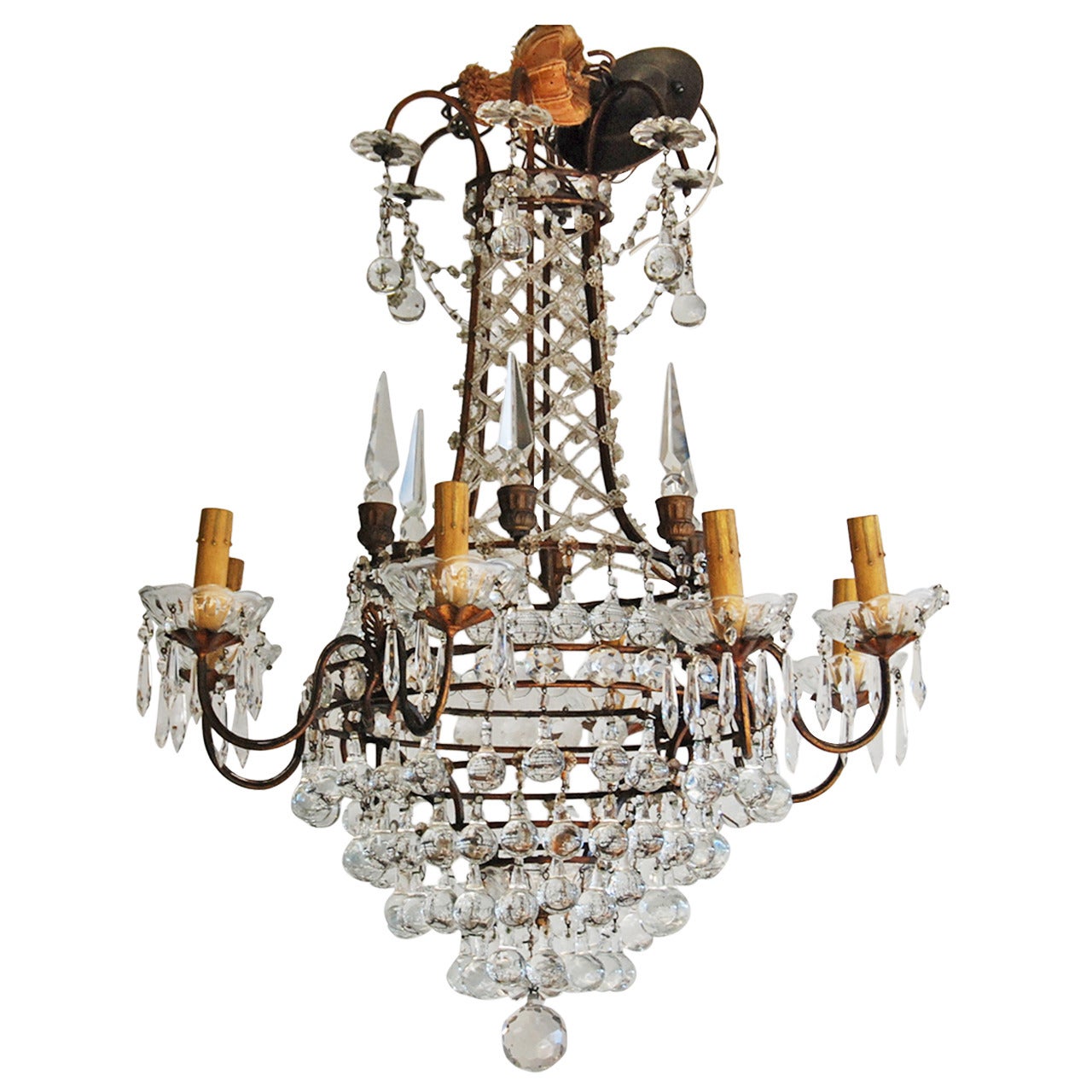 Italian Crystal Chandelier, 19th Century For Sale