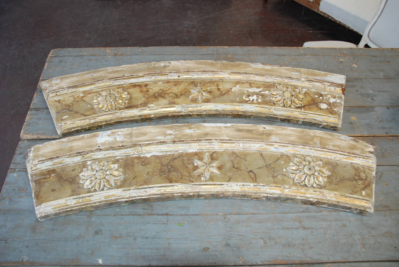 Lovely pair of early 19th century gilded and painted fragments from an Italian church.